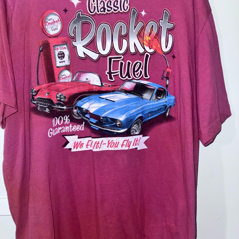Classic Rocket Fuel Oversized Graphic T-Shirt - Maroon